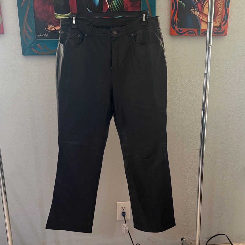 Lauren Jean Co Vintage 2001 Black Leather Boot Cut Pants